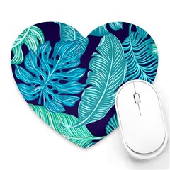 Tropical Greens Leaves Banana Heart Mousepads by Mariart