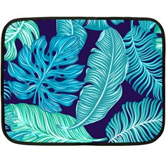 Tropical Greens Leaves Banana Fleece Blanket (mini) by Mariart