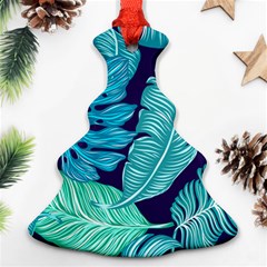 Tropical Greens Leaves Banana Christmas Tree Ornament (two Sides) by Mariart