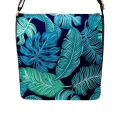 Tropical Greens Leaves Banana Flap Closure Messenger Bag (l) by Mariart