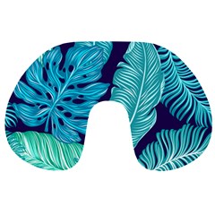 Tropical Greens Leaves Banana Travel Neck Pillows by Mariart