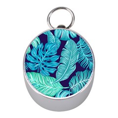 Tropical Greens Leaves Banana Mini Silver Compasses by Mariart