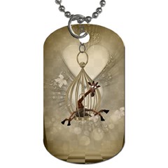 Funny Giraffe With Herats And Butterflies Dog Tag (one Side) by FantasyWorld7