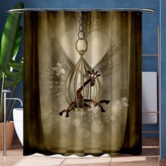 Funny Giraffe With Herats And Butterflies Shower Curtain 60  X 72  (medium)  by FantasyWorld7