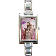 Wonderful Fairy With Feather Hair Rectangle Italian Charm Watch by FantasyWorld7