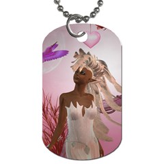 Wonderful Fairy With Feather Hair Dog Tag (one Side) by FantasyWorld7