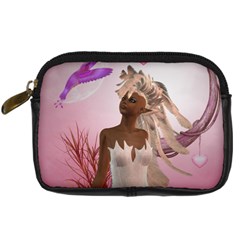 Wonderful Fairy With Feather Hair Digital Camera Leather Case by FantasyWorld7