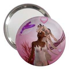 Wonderful Fairy With Feather Hair 3  Handbag Mirrors by FantasyWorld7