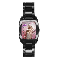 Wonderful Fairy With Feather Hair Stainless Steel Barrel Watch by FantasyWorld7