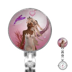 Wonderful Fairy With Feather Hair Stainless Steel Nurses Watch by FantasyWorld7