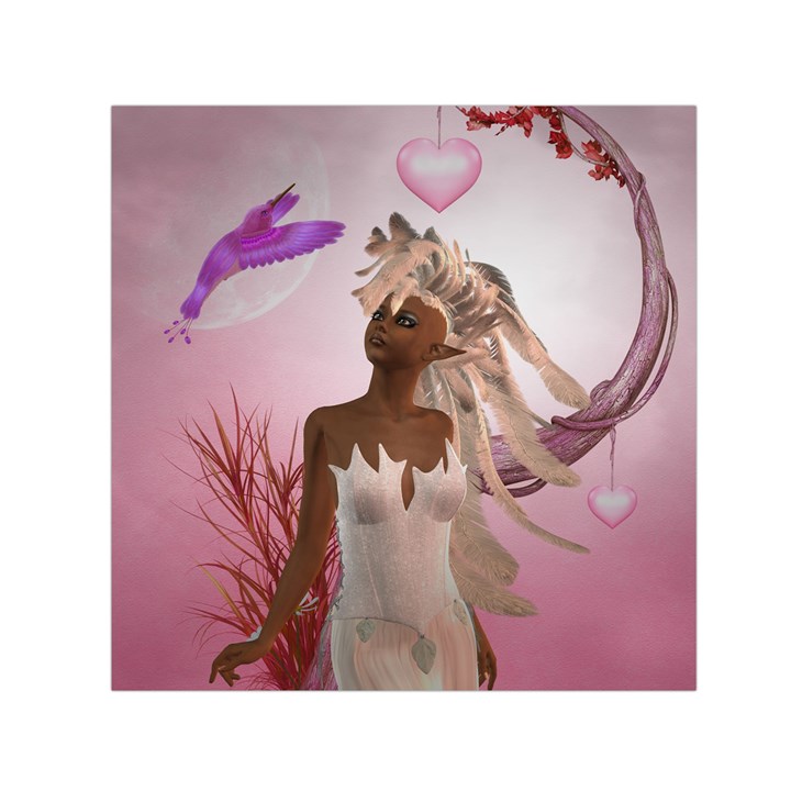 Wonderful Fairy With Feather Hair Small Satin Scarf (Square)