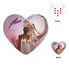 Wonderful Fairy With Feather Hair Playing Cards (heart) by FantasyWorld7