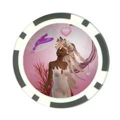 Wonderful Fairy With Feather Hair Poker Chip Card Guard by FantasyWorld7