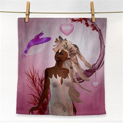 Wonderful Fairy With Feather Hair Face Towel by FantasyWorld7