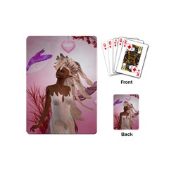 Wonderful Fairy With Feather Hair Playing Cards (mini) by FantasyWorld7