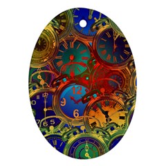 Time Clock Distortion Ornament (oval) by Mariart