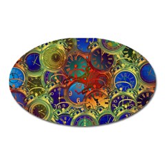 Time Clock Distortion Oval Magnet by Mariart