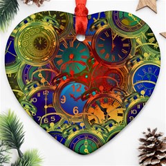 Time Clock Distortion Heart Ornament (two Sides) by Mariart