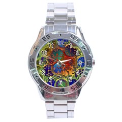 Time Clock Distortion Stainless Steel Analogue Watch by Mariart