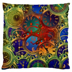 Time Clock Distortion Large Cushion Case (two Sides) by Mariart