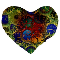 Time Clock Distortion Large 19  Premium Heart Shape Cushions by Mariart