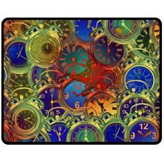 Time Clock Distortion Double Sided Fleece Blanket (medium)  by Mariart