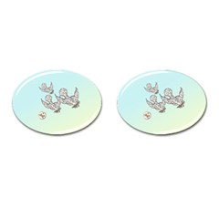 Floral Doves - Colourglide -  By Larenard Cufflinks (oval) by LaRenard