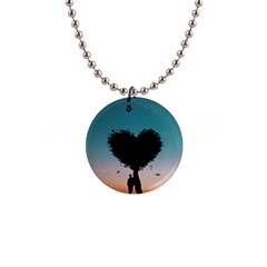 Tree Heart At Sunset 1  Button Necklace by WensdaiAmbrose