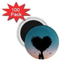 Tree Heart At Sunset 1 75  Magnets (100 Pack)  by WensdaiAmbrose