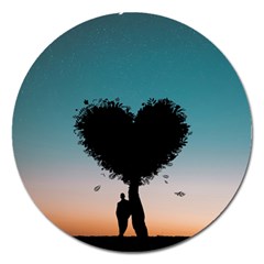 Tree Heart At Sunset Magnet 5  (round)