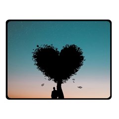 Tree Heart At Sunset Double Sided Fleece Blanket (small)  by WensdaiAmbrose