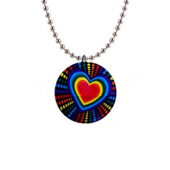 Rainbow Pop Heart 1  Button Necklace by WensdaiAmbrose