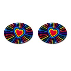 Rainbow Pop Heart Cufflinks (oval) by WensdaiAmbrose