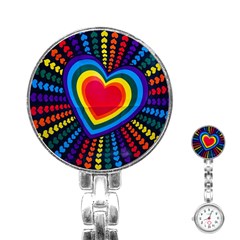 Rainbow Pop Heart Stainless Steel Nurses Watch by WensdaiAmbrose