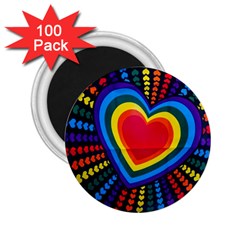 Rainbow Pop Heart 2.25  Magnets (100 pack) 