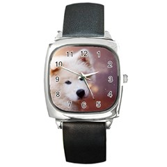 Puppy Love Square Metal Watch by WensdaiAmbrose