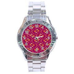 Pattern Wallpaper Seamless Abstract Stainless Steel Analogue Watch by Pakrebo