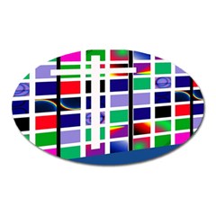 Color Graffiti Pattern Geometric Oval Magnet by Pakrebo