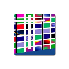 Color Graffiti Pattern Geometric Square Magnet by Pakrebo