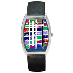 Color Graffiti Pattern Geometric Barrel Style Metal Watch by Pakrebo