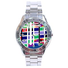 Color Graffiti Pattern Geometric Stainless Steel Analogue Watch by Pakrebo