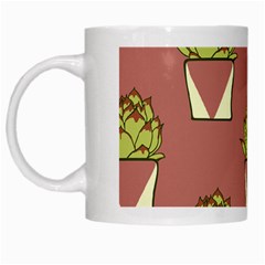 Cactus Pattern Background Texture White Mugs by Pakrebo