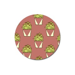 Cactus Pattern Background Texture Magnet 3  (round) by Pakrebo