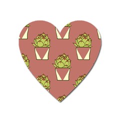 Cactus Pattern Background Texture Heart Magnet by Pakrebo