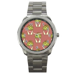 Cactus Pattern Background Texture Sport Metal Watch