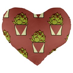 Cactus Pattern Background Texture Large 19  Premium Flano Heart Shape Cushions by Pakrebo