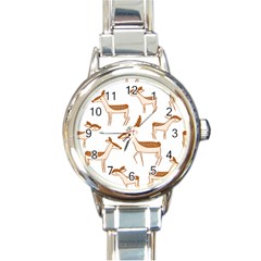 Seamless Deer Pattern Design Round Italian Charm Watch by Pakrebo