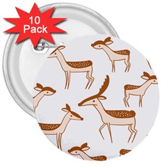 Seamless Deer Pattern Design 3  Buttons (10 Pack)  by Pakrebo