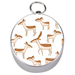 Seamless Deer Pattern Design Silver Compasses