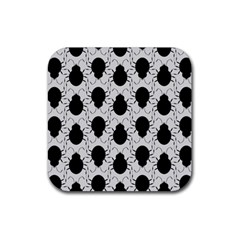 Pattern Beetle Insect Black Grey Rubber Coaster (square)  by Pakrebo